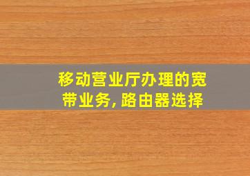 移动营业厅办理的宽带业务, 路由器选择